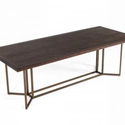 VIG Modrest Nathan - Modern Acacia & Brass Dining Table Dining Room