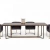 VIG Modrest Nathan - Modern Acacia & Brass Dining Table Dining Room