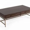VIG Modrest Nathan - Modern Acacia & Brass Coffee Table Living Room