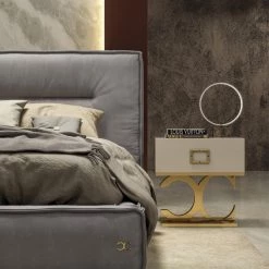VIG Coronelli Collezioni Hollywood - Eastern King Italian Contemporary Grey Leather Bed