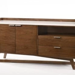 VIG Modrest Jozy - Modern Marble & Walnut Buffet Living Room