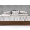 VIG Nova Domus Janice - Modern Grey Fabric And Walnut Bed And Nightstands Bedroom