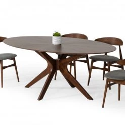VIG Modrest Prospect - Modern Oval Walnut Dining Table