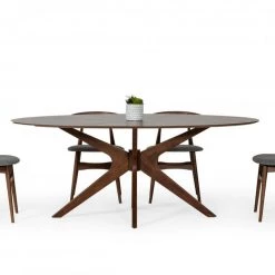 VIG Modrest Prospect - Modern Oval Walnut Dining Table