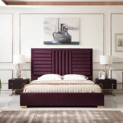 VIG Beds & Headboards Modrest Daystar - Eastern King Modern Beige Velvet & Gold Bed