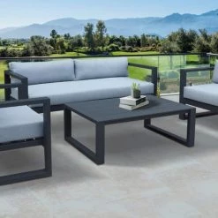 VIG Renava Weber - Modern Outdoor Grey & Black Sofa Set