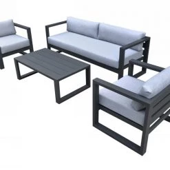 VIG Renava Weber - Modern Outdoor Grey & Black Sofa Set