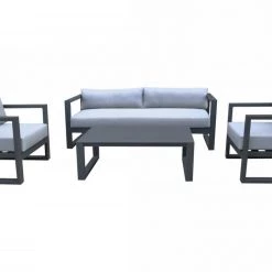 VIG Renava Weber - Modern Outdoor Grey & Black Sofa Set