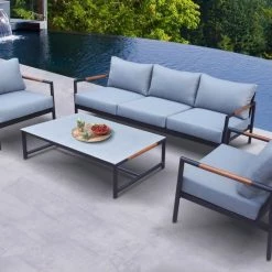 VIG Renava Kiowa - Modern Outdoor Grey & Black Sofa Set