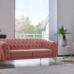 VIG Living Room Divani Casa Aiken - Modern Salmon Velvet Sofa