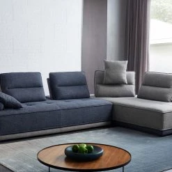 VIG Divani Casa Glendale - Modern Blue + Grey Fabric Modular Sectional Sofa Living Room