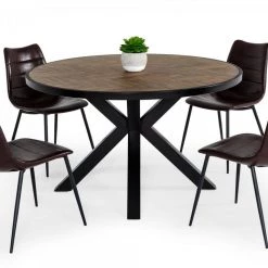 VIG Dining Room Modrest Pasada - Industrial Brown Acacia Dining Table