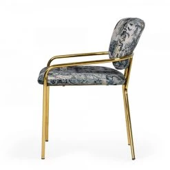 VIG Modrest Farnon - Modern Patterned Velvet And Gold Dining Chair