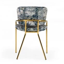 VIG Modrest Farnon - Modern Patterned Velvet And Gold Dining Chair