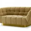 VIG Living Room Divani Casa Granby - Glam Mustard And Gold Fabric Loveseat