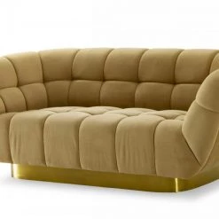 VIG Living Room Divani Casa Granby - Glam Mustard And Gold Fabric Loveseat