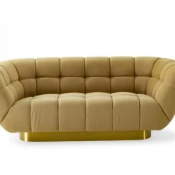 VIG Living Room Divani Casa Granby - Glam Mustard And Gold Fabric Loveseat