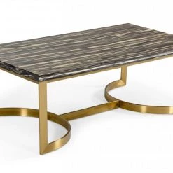 VIG Modrest Greely - Glam Black And Gold Marble Coffee Table By Hollywood Glam Living Room