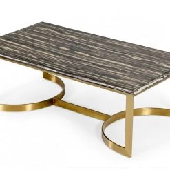 VIG Modrest Greely - Glam Black And Gold Marble Coffee Table By Hollywood Glam Living Room