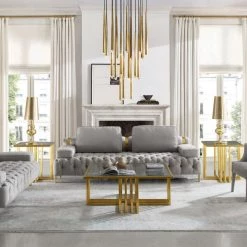 VIG Living Room Modrest Kodiak - Glam Clear Glass And Gold Glass Coffee Table By Hollywood Glam