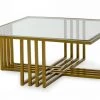 VIG Living Room Modrest Kodiak - Glam Clear Glass And Gold Glass Coffee Table By Hollywood Glam