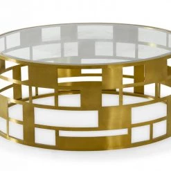 VIG Modrest Kudo - Glam Clear Glass And Gold Glass Coffee Table By Hollywood Glam