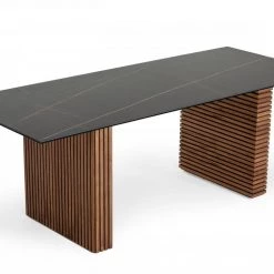 VIG Modrest Maggie - Modern Walnut And Black Ceramic Top Dining Table Dining Room
