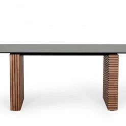 VIG Modrest Maggie - Modern Walnut And Black Ceramic Top Dining Table Dining Room