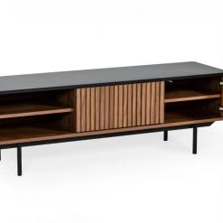 VIG Side & Console Table Modrest Maggie - Modern Walnut And Grey TV Stand