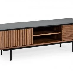 VIG Side & Console Table Modrest Maggie - Modern Walnut And Grey TV Stand