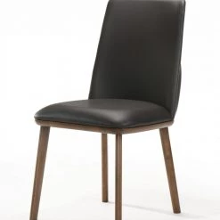 VIG Modrest Utah - Modern Walnut And Brown Eco-Leather Dining Chair- Set Of 2