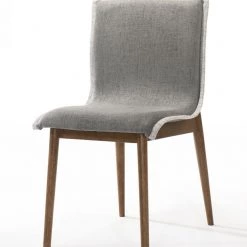 VIG Dining Room Modrest Ackley - Modern Walnut And Grey Fabric Dining Chair- Set Of 2
