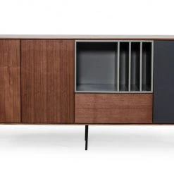 VIG Modrest Ackley - Modern Walnut, Grey And Charcoal Buffet Living Room