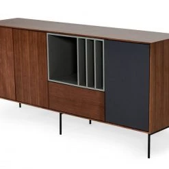 VIG Modrest Ackley - Modern Walnut, Grey And Charcoal Buffet Living Room