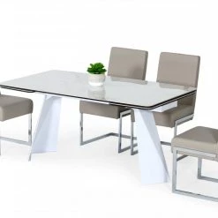 VIG Dining Room Modrest Encanto - Modern White Ceramic Dining Table