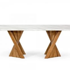 VIG Dining Room Modrest Cadence - Modern Walnut & Marble Dining Table