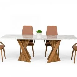 VIG Dining Room Modrest Cadence - Modern Walnut & Marble Dining Table