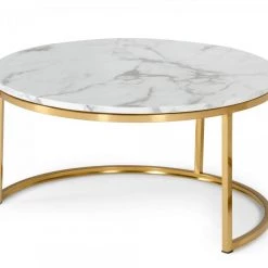 VIG Modrest Jenkin - Modern Gold And Marble Coffee Table Set By Hollywood Glam Living Room