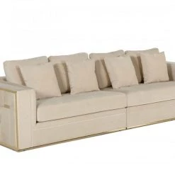 VIG Living Room Divani Casa Mobray - Glam Beige And Gold Fabric Sofa