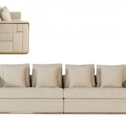 VIG Living Room Divani Casa Mobray - Glam Beige And Gold Fabric Sofa