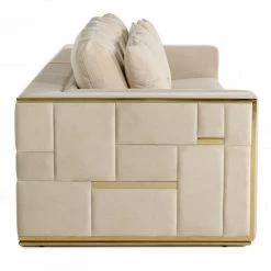 VIG Living Room Divani Casa Mobray - Glam Beige And Gold Fabric Sofa