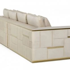 VIG Living Room Divani Casa Mobray - Glam Beige And Gold Fabric Sofa