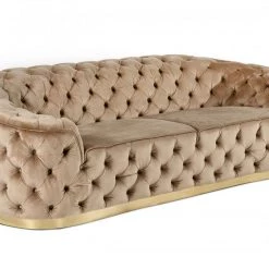 VIG Divani Casa Murdoch - Glam Beige And Gold Fabric Sofa Living Room