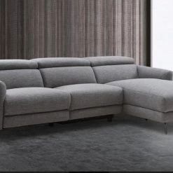 VIG Living Room Divani Casa Lupita - Modern Grey Fabric Right Facing Sectional Sofa