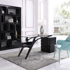 VIG Modrest Suffolk - Contemporary Black Ash Desk Office