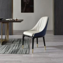 VIG Modrest Marco - Modern Glam Beige & Blue Dining Chair