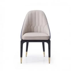 VIG Modrest Marco - Modern Glam Beige & Blue Dining Chair