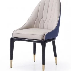 VIG Modrest Marco - Modern Glam Beige & Blue Dining Chair