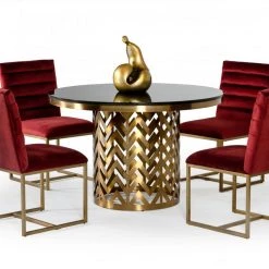 VIG Dining Room Modrest Kowal - Glam Black Marble Dining Table