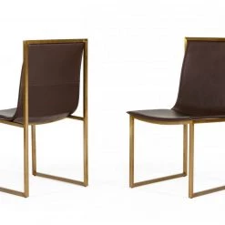 VIG Dining Room Modrest Dalton - Modern Brown Leatherette Dining Chair ( Set Of 2 )